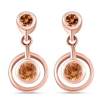 AA Ceylon kaiserliche Granat Ohrringe, 925 Silber ros&eacute;vergoldet ca. 0.99 ct