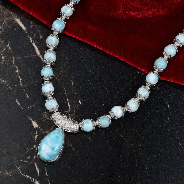 D'Joy AA Larimar Halskette ca. 50 cm 925 Silber rhodiniert (7-8 Werktage Lieferzeit) ca. 145,96 ct. image number 2
