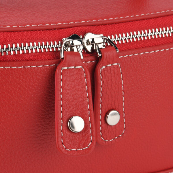 Echtleder City Crossbody-Tasche mit Tragegriff, Rot, 23.5x12x10 cm image number 7