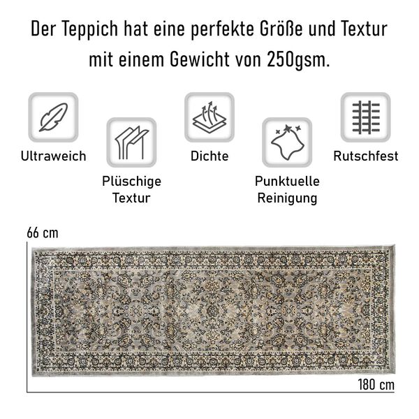 Moderner grauer & mehrfarbiger L&auml;ufer - 950 GSM, Gr&ouml;&szlig;e: 66x180cm, grau image number 6
