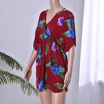 Kurz&auml;rmeliges, tailliertes Top, Rot