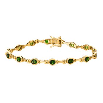 Nat&uuml;rliches Chromdiopsid Armband, ca. 20 cm, 925 Silber vergoldet ca. 5.12 ct
