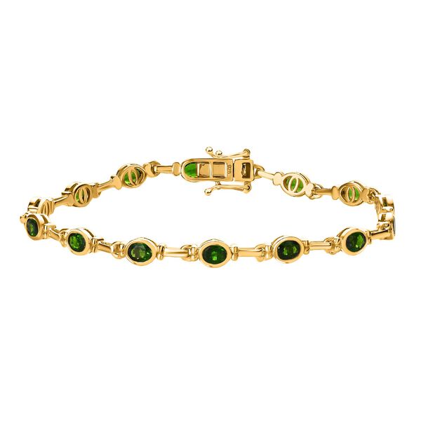 Nat&uuml;rliches Chromdiopsid Armband, ca. 20 cm, 925 Silber vergoldet ca. 5.12 ct