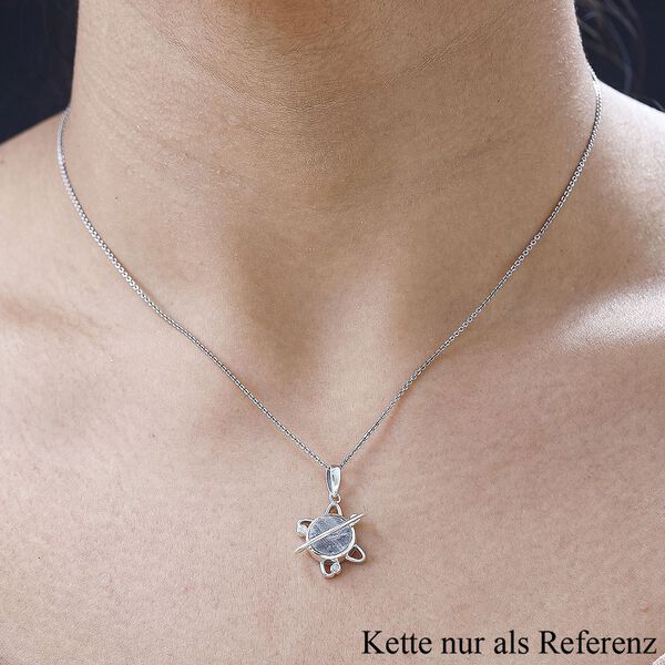 Meteorit, Wei&szlig;er Zirkon Anh&auml;nger 925 Silber platiniert ca. 6,23 ct. image number 3