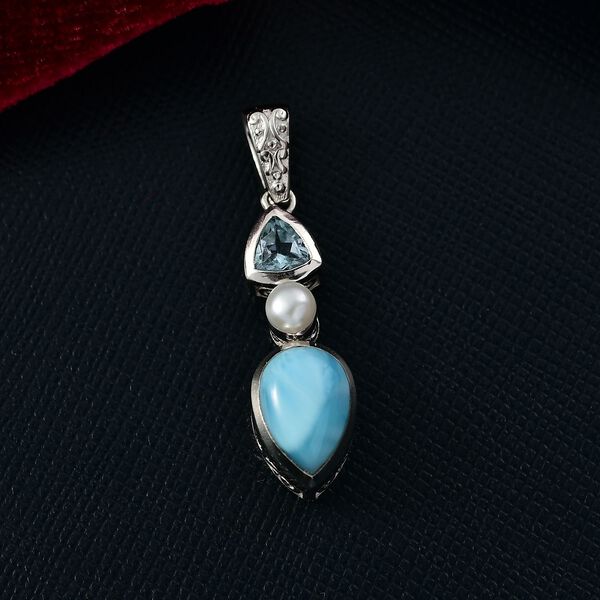 D'Joy AA Larimar, Himmelblauer Topas Anhänger 925 Silber rhodiniert image number 2