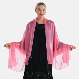 LA MAREY 2er-Set 110x180cm Seidenschal aus 100% Maulbeerseide mit Ohrringen, Rosa