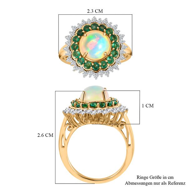 Natürlicher, äthiopischer Opal und Smaragd-Ring - 2,48 ct. image number 7