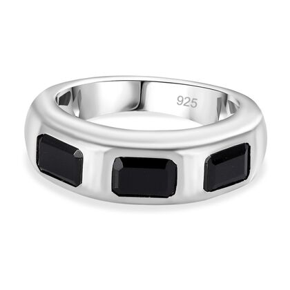 Schwarzer Spinell Ring 925 Silber rhodiniert (Gr&ouml;&szlig;e 20.00) ca. 2,39 ct