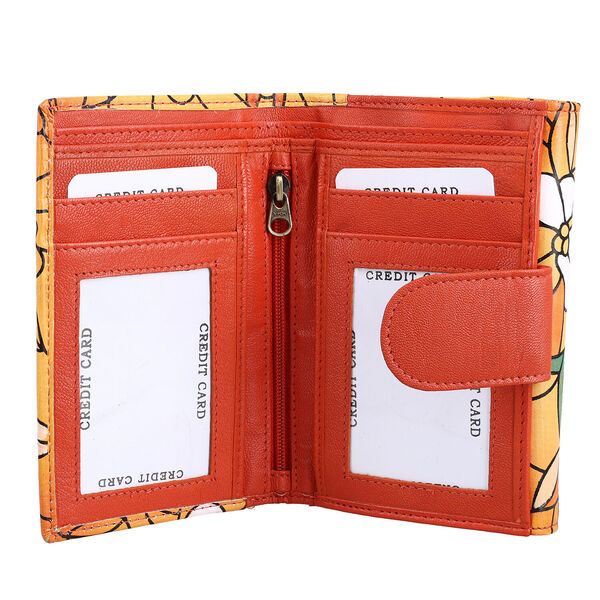 SUKRITI - Geldb&ouml;rse aus Echtleder mit Blumenmuster, Gelb image number 5