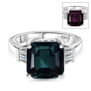 Farbwechsel Alexandrit Triplett Quarz und wei&szlig;er Topas Ring - 5 ct.