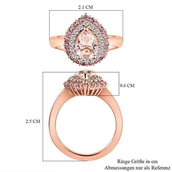 Marropino Morganit und rosa Saphir-Ring, 925 Silber Roségold Vermeil,  ca. 1,48 ct image number 7