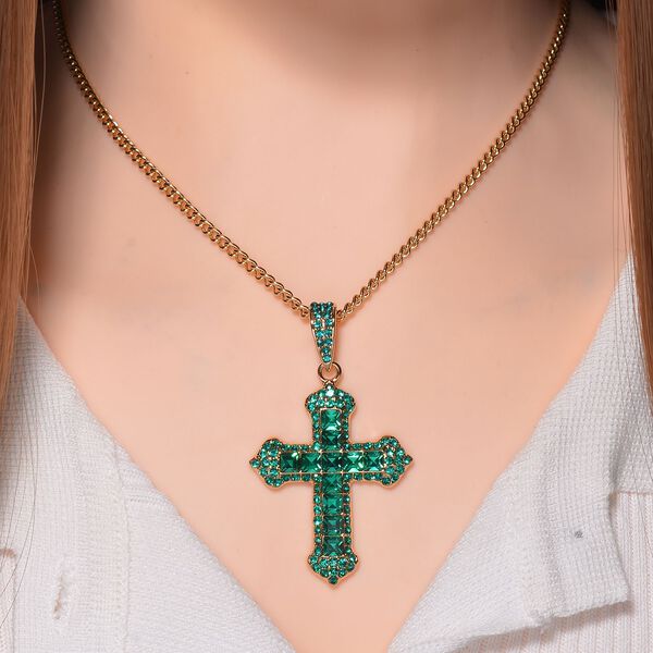 Neongrüner Kristall Halskette ca. 50 cm Std Gelb image number 2