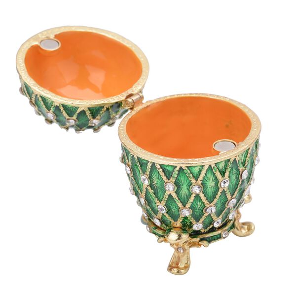 Tablettend&ouml;schen mit wei&szlig;en Kristallen, emailliert, Gr&uuml;n, 4x6,5 cm image number 5