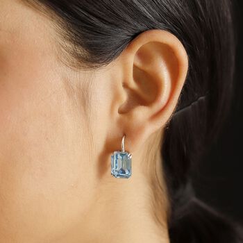 J Francis gefertigt mit SWAROVSKI - Aquamarin Kristall Ohrringe 925 Silber rhodiniert 12.74 ct