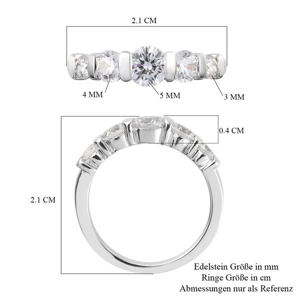 LUSTRO STELLA Hergestellt mit ZIRKONIA Ring 925 Silber Platin-&Uuml;berzug (Gr&ouml;&szlig;e 19.00) ca. 2,16 ct image number 7