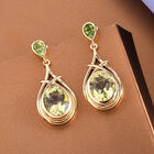 Ouro Verde-Quarz und Natürlicher Peridot-Ohrhänger, 925 Silber vergoldet ca. 7,54 ct  image number 1