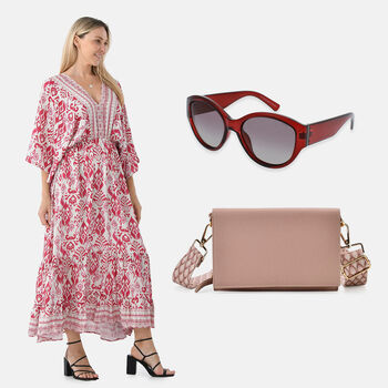 Sole & Luce Ultra-polarisierte Transp. Sonnenbrillen UV400 Maxikleid und Crossbody Tasche mit RFID-Schutz