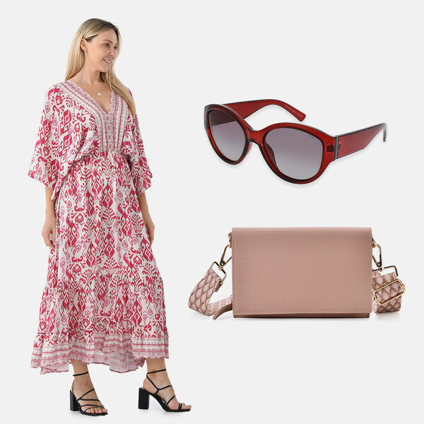 Sole & Luce Ultra-polarisierte Transp. Sonnenbrillen UV400 Maxikleid und Crossbody Tasche mit RFID-Schutz image number 0