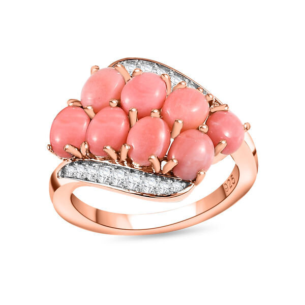 Oregon Sunrise Pfirsich Opal und Zirkon Ring- 2,36 ct. image number 4