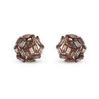 Champagner Diamant Cluster-Ohrstecker, 925 Silber Roségold Vermeil ca. 0,30 ct