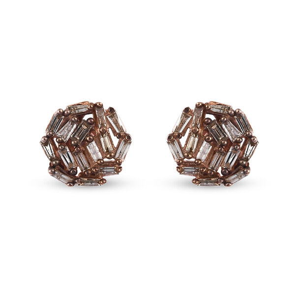 Champagner Diamant Cluster-Ohrstecker, 925 Silber Roségold Vermeil ca. 0,30 ct image number 0