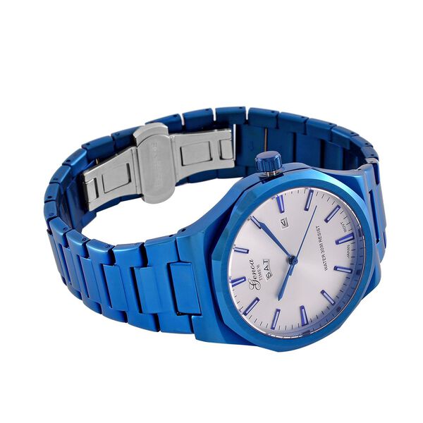 GENOA - Japanisches Uhrwerk, We&szlig;es Sonnenschliff-Zifferblatt mit Balkenindexen, Edelstahl mit Faltschlie&szlig;e, Reiner Edelstahl, 20 cm image number 6