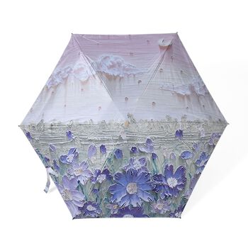 Sturmfester Poket-Regenschirm mit floralem print, leichtgewicht 261gr, mit UV-Schutz  91cm, Glasfaser rahmen, Blumenwiese