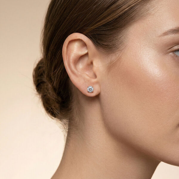 D'Joy 120 Facetten Moissanit Ohrringe 925 Silber ros&eacute;vergoldet ca. 0.90 ct image number 2