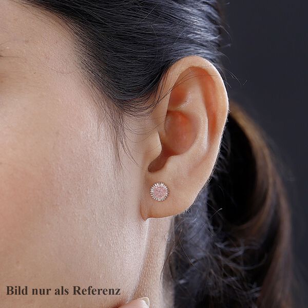 Natürlicher I3 rosa Diamant und florale, weiße Diamant-Ohrstecker in 375 Roségold image number 3