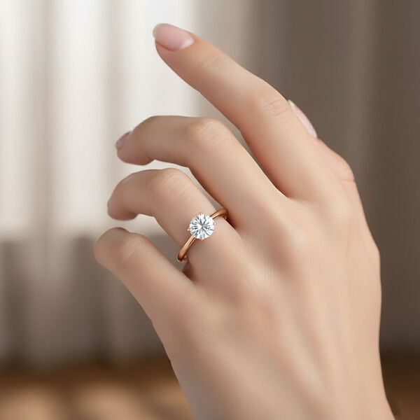 Moissanit Ring, 925 Silber 750 vergoldet  - 0,47 ct. image number 2