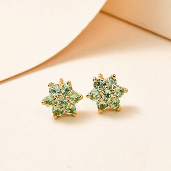 Nat&uuml;rliche Merelani Mint-Granat Ohrstecker, 925 Silber Gelbgold Vermeil ca. 0.62 ct image number 2