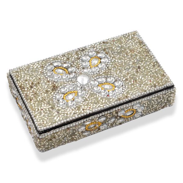 6-teiliges Schreibset mit Perlenverzierung, Aufbewahrungsbox im Tagebuchstil, 5 Kugelschreiber, Silber image number 3