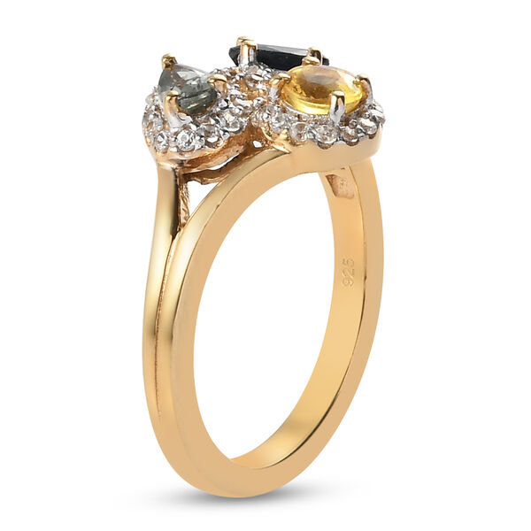 Mehrfarbiger Saphir und Zirkon-Ring, 925 Silber vergoldet  ca. 1,39 ct image number 5