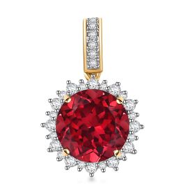 LUXURIANT DIAMOND- zertifiziert und geprüft AAA Labor Padparadscha Saphir und Labor Diamant Anhänger in 417 Gold - 4,27 ct.