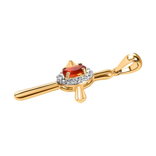 Mexikanischer Kirschfeuer-Opal und Zirkon-Anh&auml;nger - 0,28 ct. image number 4