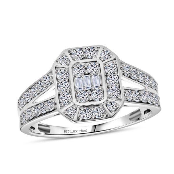 LUXURIANT SI-GH Labor Diamant Halo Ring, 925 Silber rhodiniert - 1 ct. image number 2