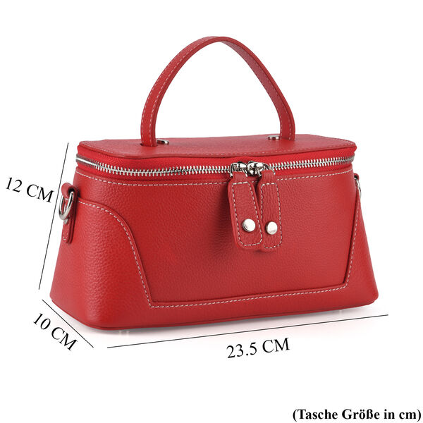 Echtleder City Crossbody-Tasche mit Tragegriff, Rot, 23.5x12x10 cm image number 8