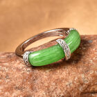 Grüne Jade und Zirkon Ring 925 Silber Rhodium-Überzug image number 1