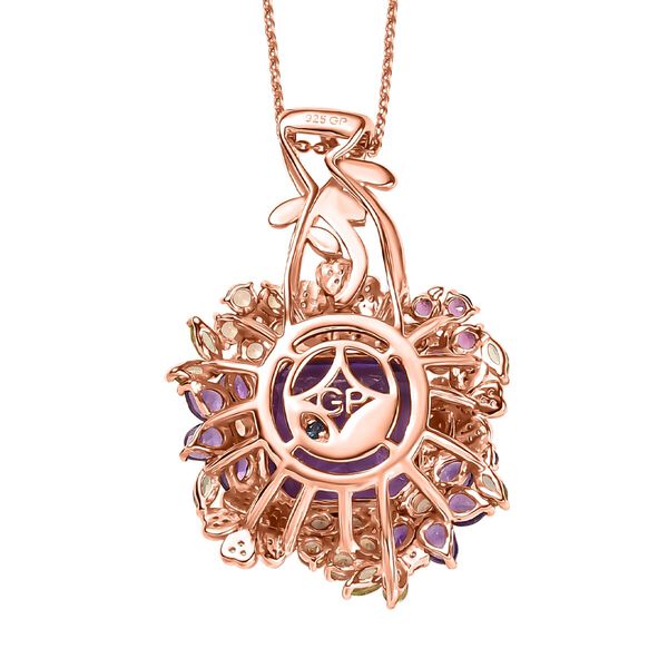 GP Italienische Garten Kollektion - AAA Rose De France Amethyst, Afrikanischer Amethyst Schmuckset 925 Silber 750 Ros&eacute;gold Vermeil ca. 17.45 ct image number 4