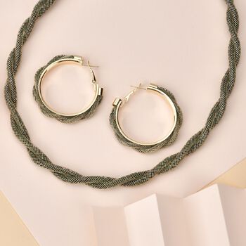 Neongr&uuml;ner Kristall Schmuckset Reines Messing