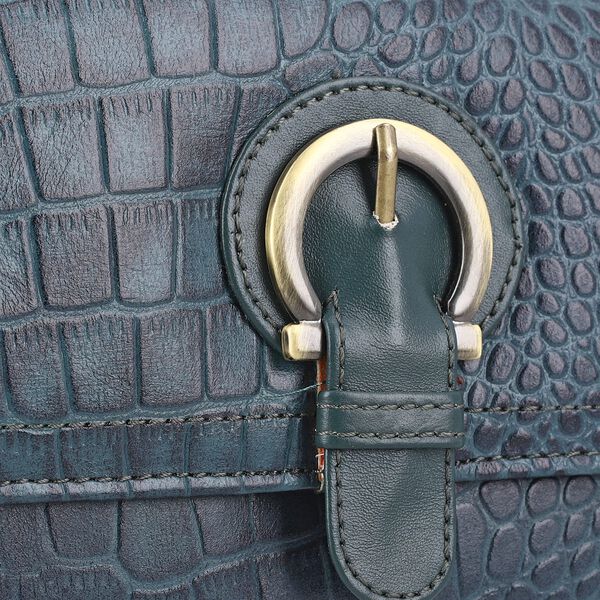 Echtleder Portemonnaie mit Krokopr&auml;gung und RFID-Schutz, 19,5x11,45 cm, petrol image number 7