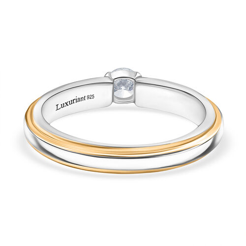 Lab Grown Diamant SI Ring 925 Silber Rhodiniert und 750 Gelbgold Vermeil (Größe 18.00) ca. 0,50 ct image number 5