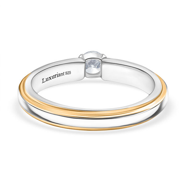 LUXURIANT DIAMOND -Lab Grown Diamant SI-GH SGL zertifiziert Ring, 925 Silber Rhodiniert und 750 Gelbgold Vermeil (Größe 18.00) ca. 0.50 ct image number 6