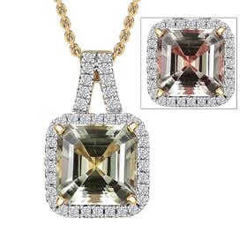 AAA Turkizit, Weißer Diamant Schmuckset ca. 50 cm 585 Gold ca. 3,78 ct.