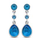 Blaue Zirkonia Ohrringe, Edelstahl ca. 12,40 ct