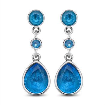 Blaue Zirkonia Ohrringe, Edelstahl ca. 12,40 ct