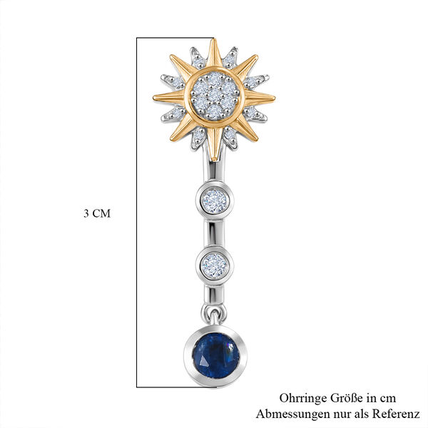 GP - Kyanit, Kanchanaburi Blauer Saphir Ohrringe 925 Silber Rhodiniert und 750 Gelbgold Vermeil ca. 1,02 ct. image number 7