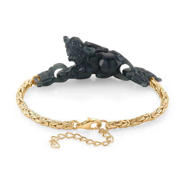 D'Joy Olmek Jadeit Armband ca. Flexibles cm 925 Silber Vergoldet ca. 8,50 ct. image number 5