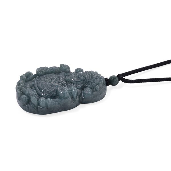 EXTREM SELTEN - Nat&uuml;rlicher Olmek Jadeit Guan Yu Halskette ca. 71 cm, ca. 155.00 ct image number 2