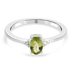 Natürlicher Peridot und Weißer Simulierter Diamant Ring 925 Silber (Größe 16.00) ca. 0,53 ct